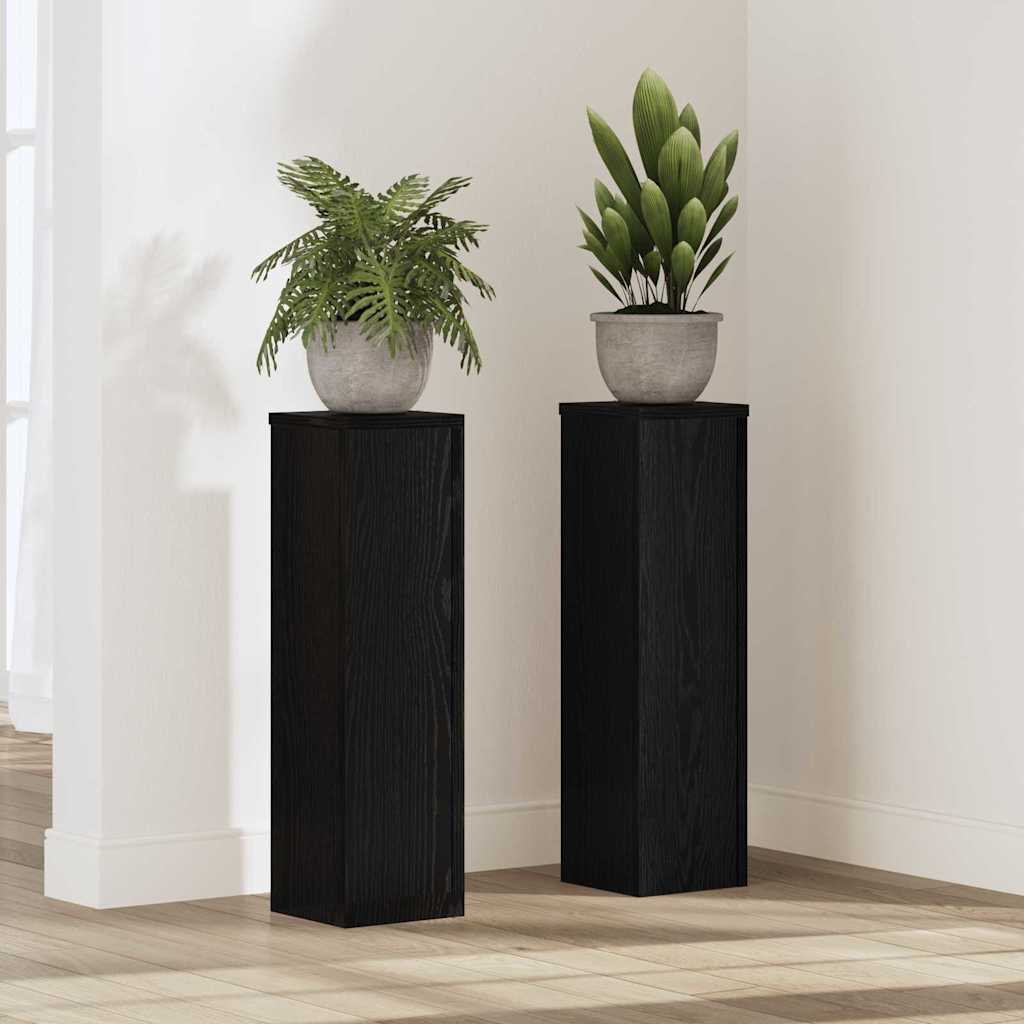 Planteholder 2 Pcs Svart Eik 17 X 17 X 60 Cm Konstruert Tre