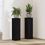 Planteholder 2 Pcs Svart Eik 17 X 17 X 60 Cm Konstruert Tre