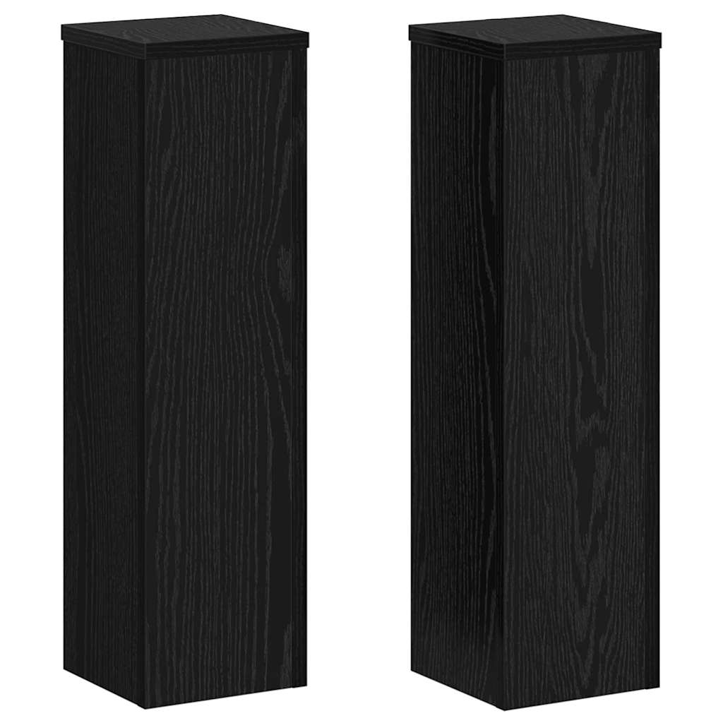 Planteholder 2 Pcs Svart Eik 17 X 17 X 60 Cm Konstruert Tre
