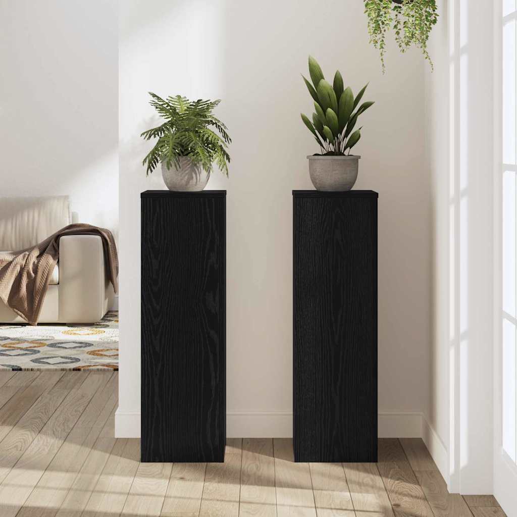 Planteholder 2 Pcs Svart Eik 25 X 25 X 80 Cm Konstruert Tre