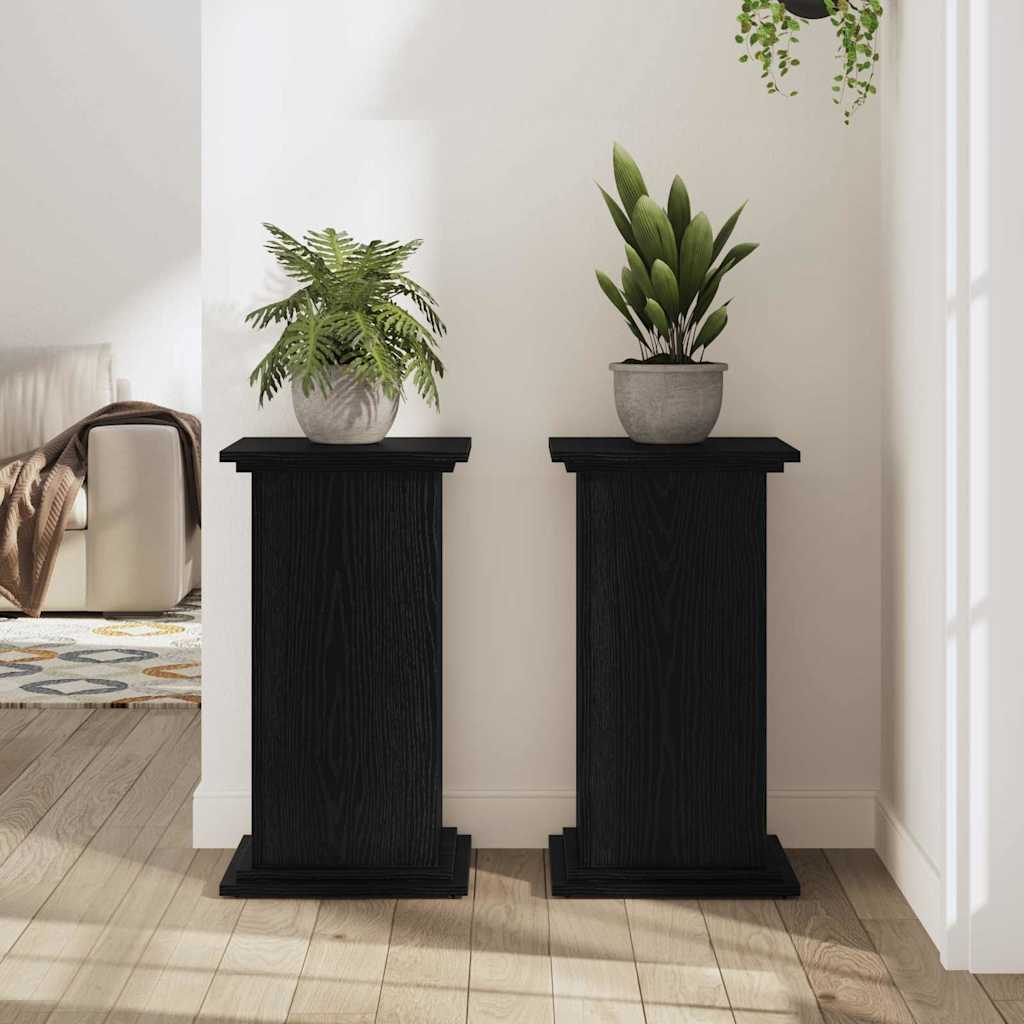 Planteholder Svart Eik 33 X 33 X 60 Cm Konstruert Tre
