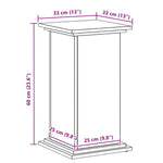 Planteholder Svart Eik 33 X 33 X 60 Cm Konstruert Tre