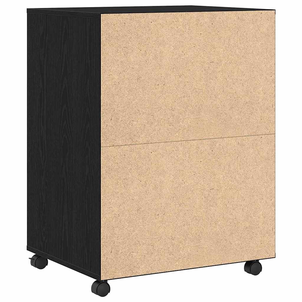 Kabinett Med Hylle Med Hjul Med Dør Svart Eik 60 X 48 X 74.5 Cm