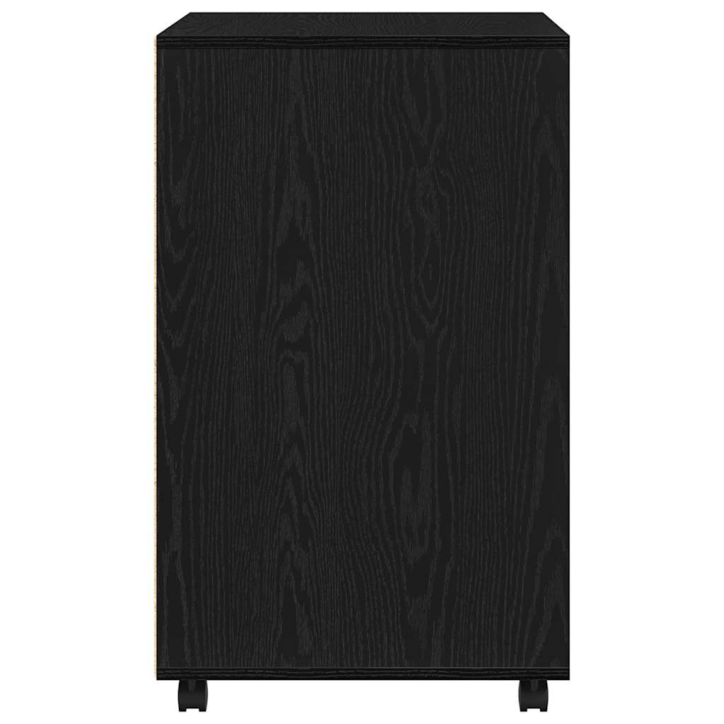 Kabinett Med Hylle Med Hjul Med Dør Svart Eik 60 X 48 X 74.5 Cm