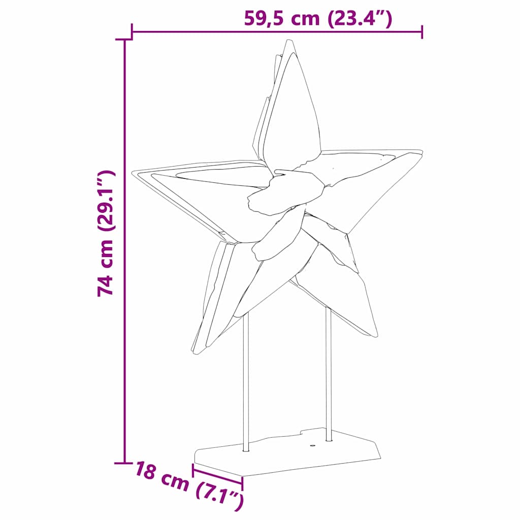 Juletre Stjerne Brun 60 X 5 X 75 Cm Massivt Teaktre