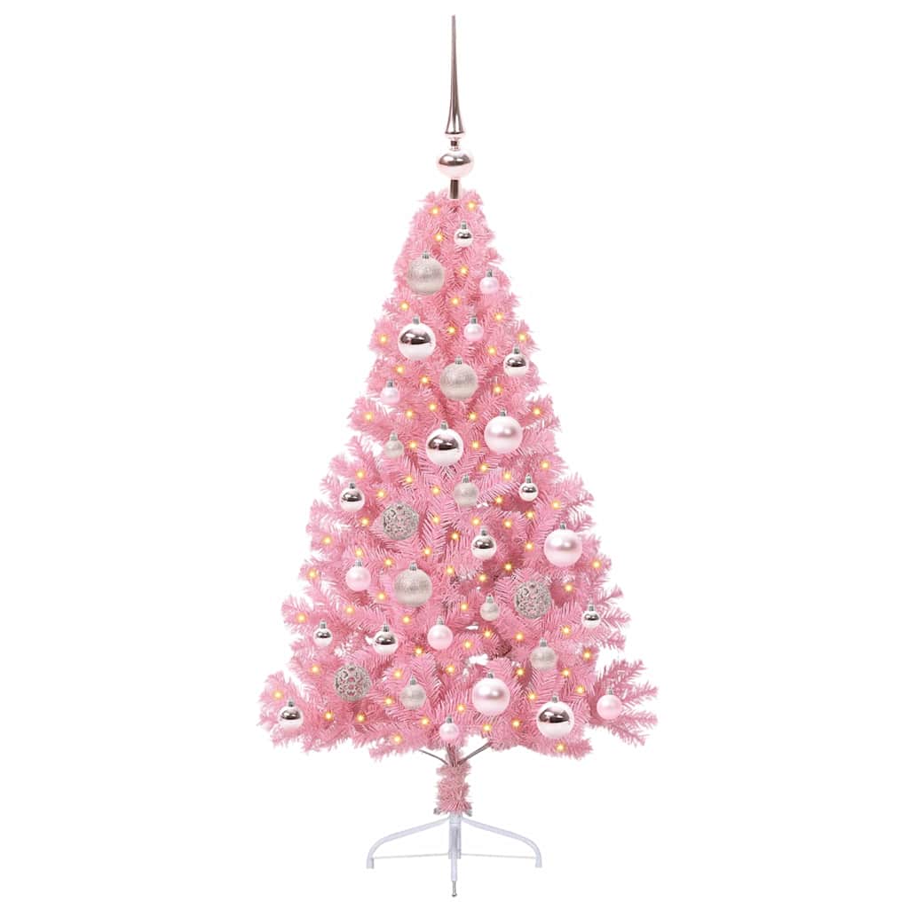 Kunstig Forhåndsopplyst Juletre Med 150 Led Rosa 120 Cm Pvc