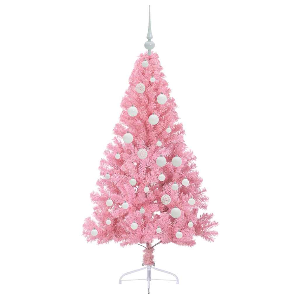 Kunstig Forhåndsopplyst Juletre Med 150 Led Rosa 120 Cm Pvc