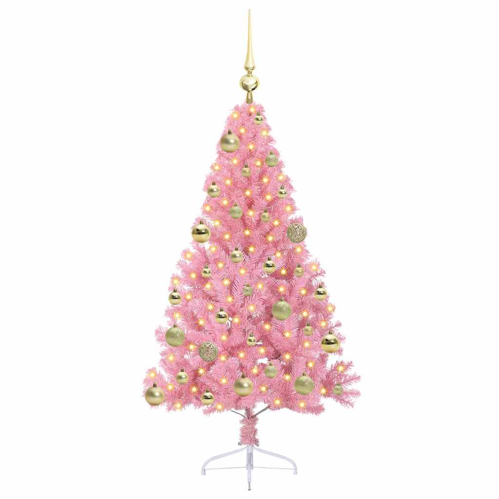 Kunstig Forhåndsopplyst Juletre Med 150 Led Rosa 120 Cm Pvc