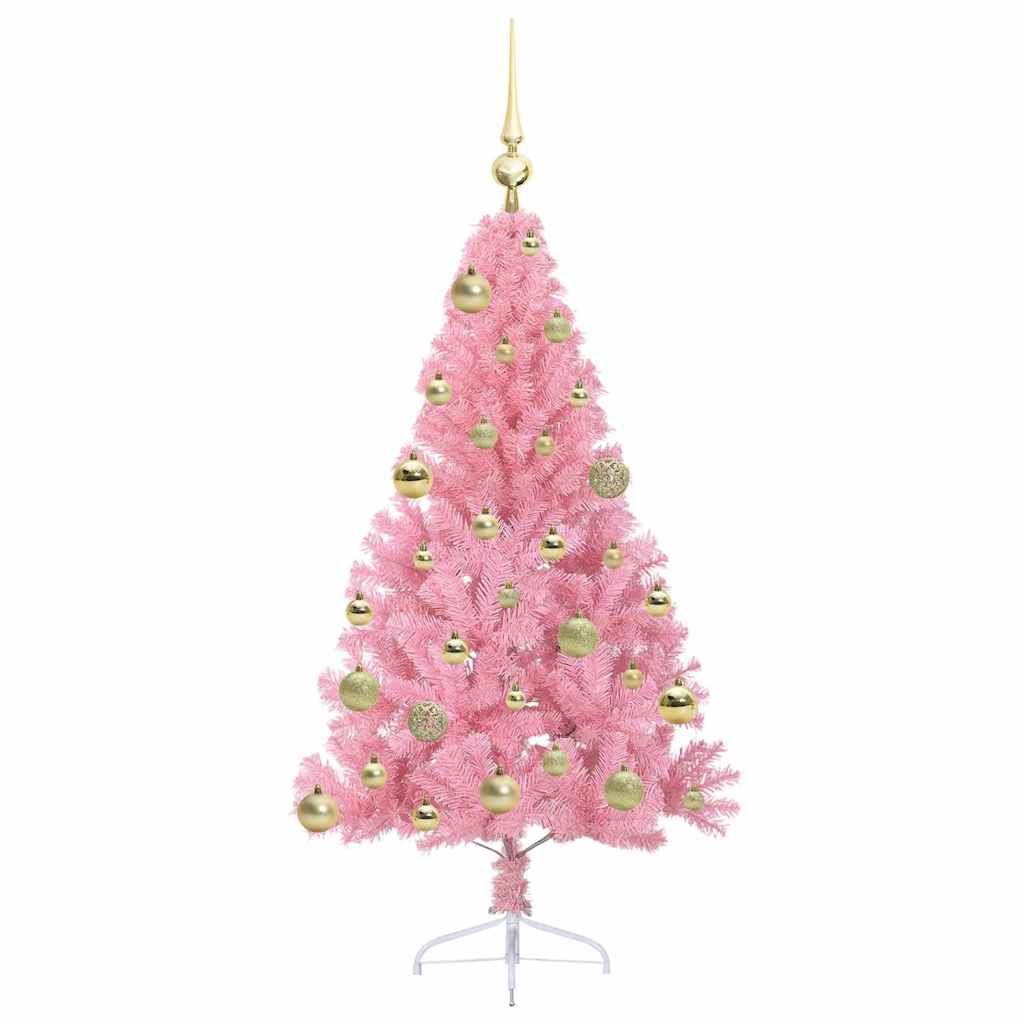 Kunstig Forhåndsopplyst Juletre Med 150 Led Rosa 120 Cm Pvc