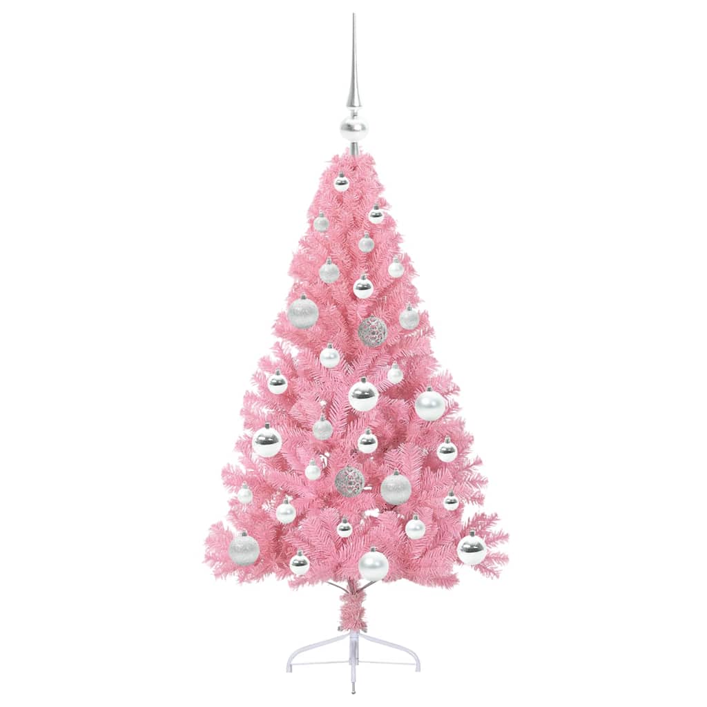 Kunstig Forhåndsopplyst Juletre Med 150 Led Rosa 120 Cm Pvc