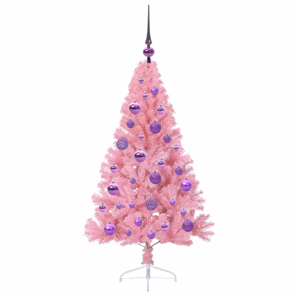 Kunstig Forhåndsopplyst Juletre Med 150 Led Rosa 120 Cm Pvc