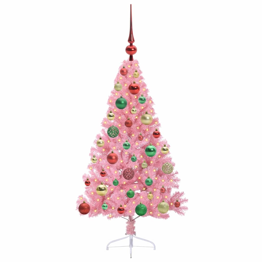 Kunstig Forhåndsopplyst Juletre Med 150 Led Rosa 120 Cm Pvc