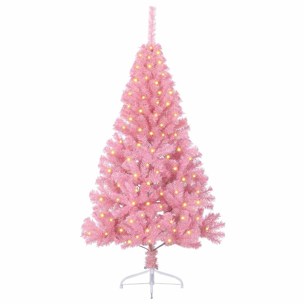 Kunstig Forhåndsopplyst Juletre Med 150 Led Rosa 150 Cm Pvc