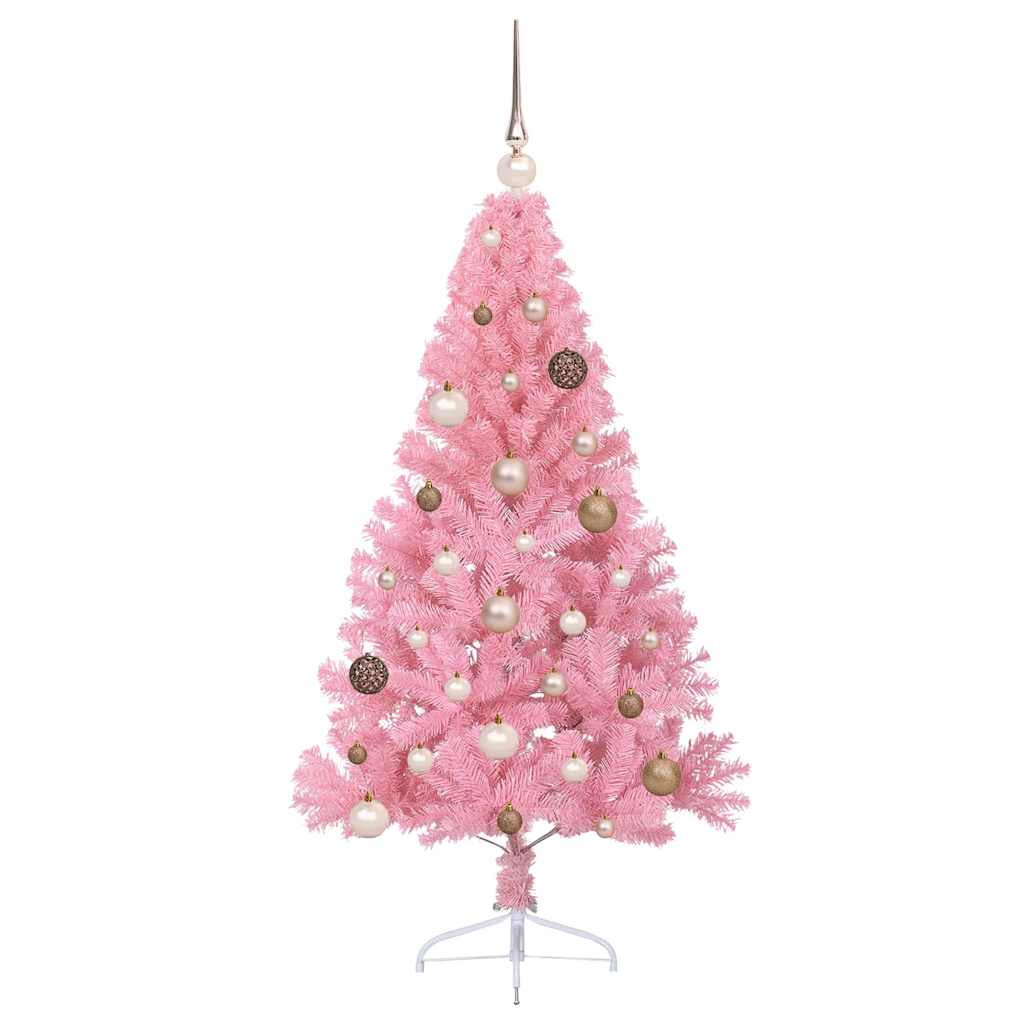 Kunstig Forhåndsopplyst Juletre Med 150 Led Rosa 150 Cm Pvc