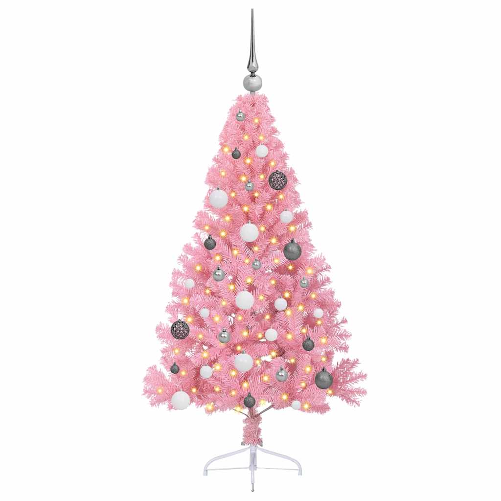 Kunstig Forhåndsopplyst Juletre Med 150 Led Rosa 150 Cm Pvc