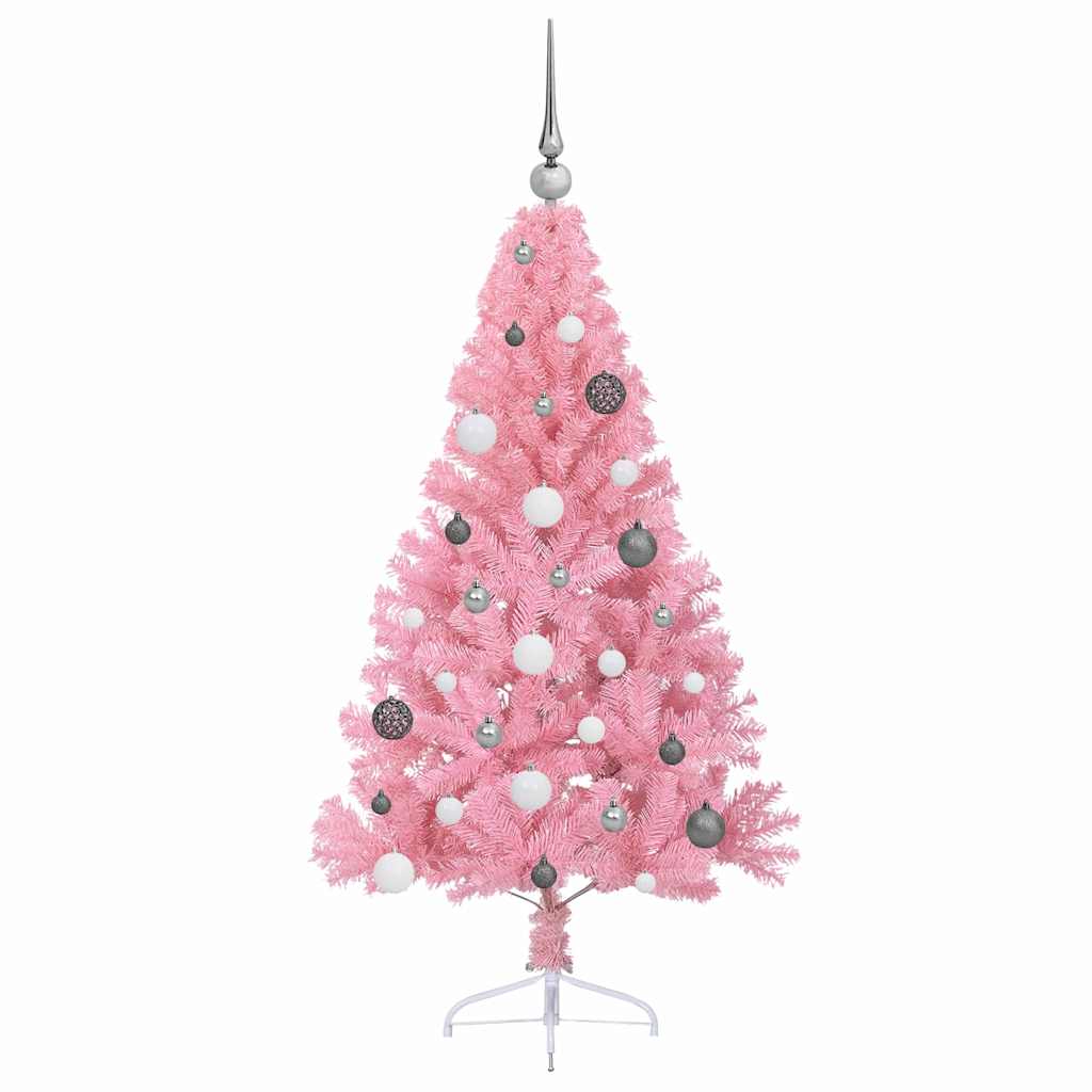 Kunstig Forhåndsopplyst Juletre Med 150 Led Rosa 150 Cm Pvc