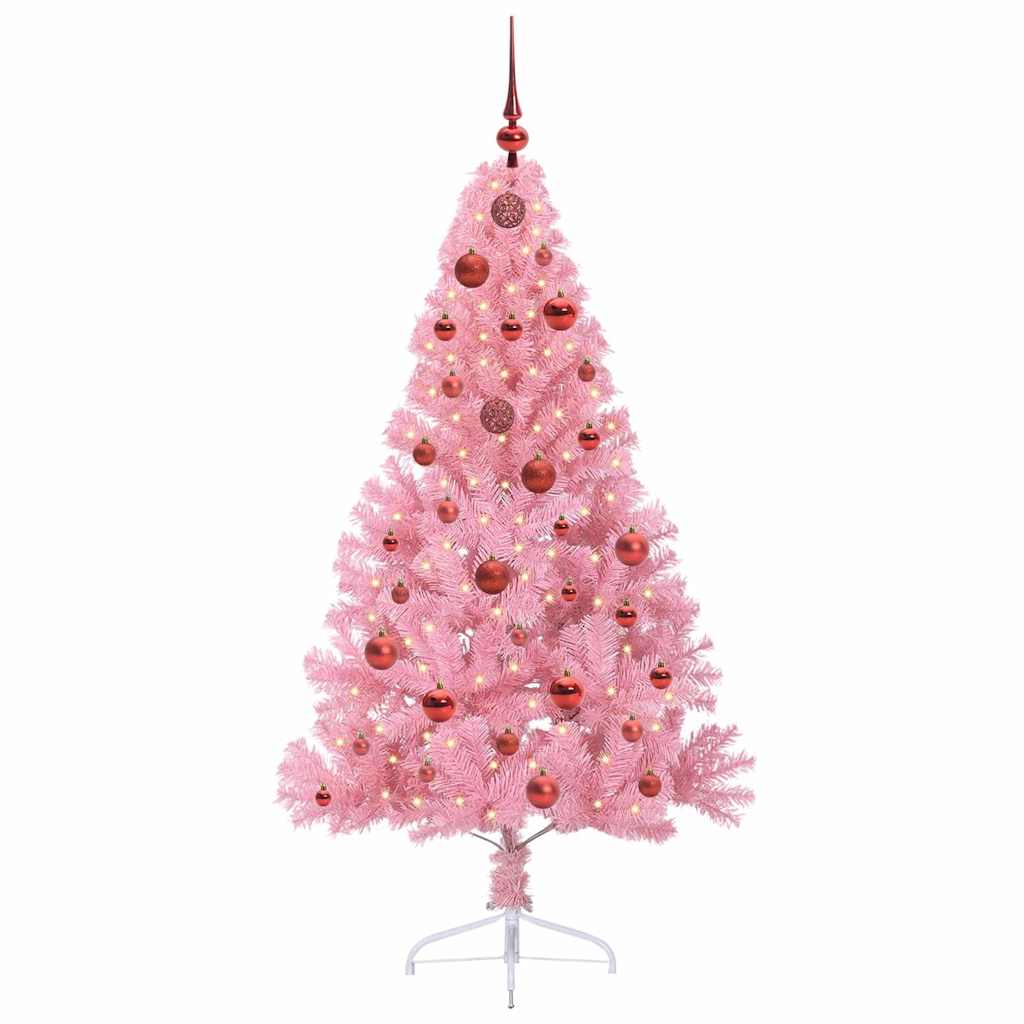 Kunstig Forhåndsopplyst Juletre Med 150 Led Rosa 150 Cm Pvc
