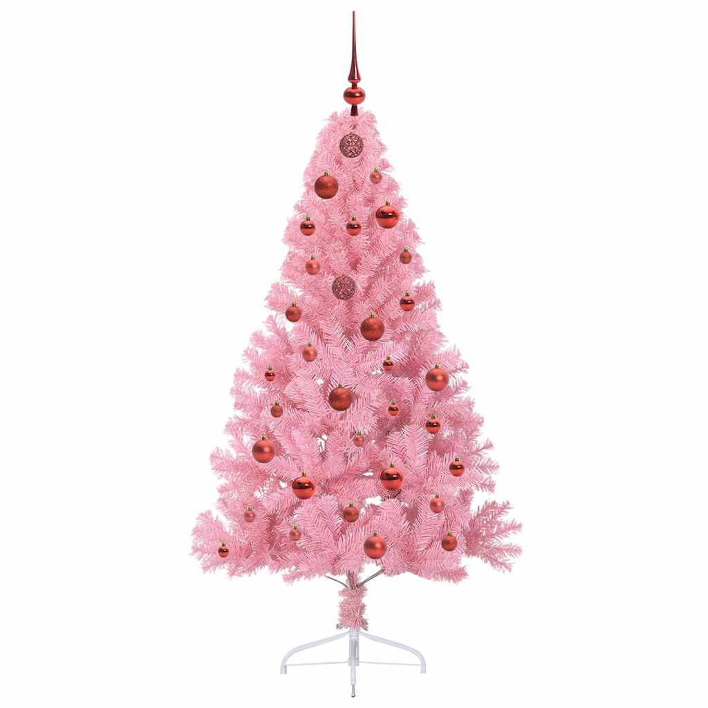Kunstig Forhåndsopplyst Juletre Med 150 Led Rosa 150 Cm Pvc