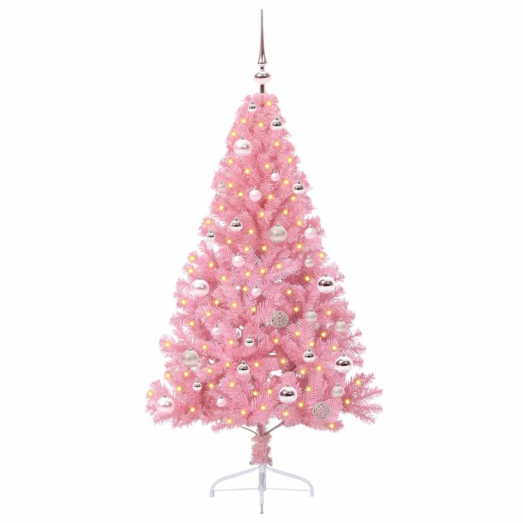 Kunstig Forhåndsopplyst Juletre Med 150 Led Rosa 150 Cm Pvc