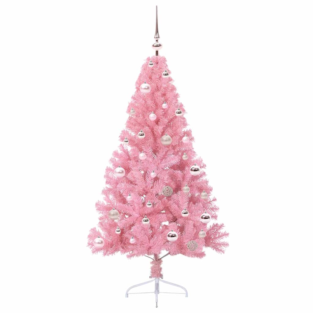Kunstig Forhåndsopplyst Juletre Med 150 Led Rosa 150 Cm Pvc