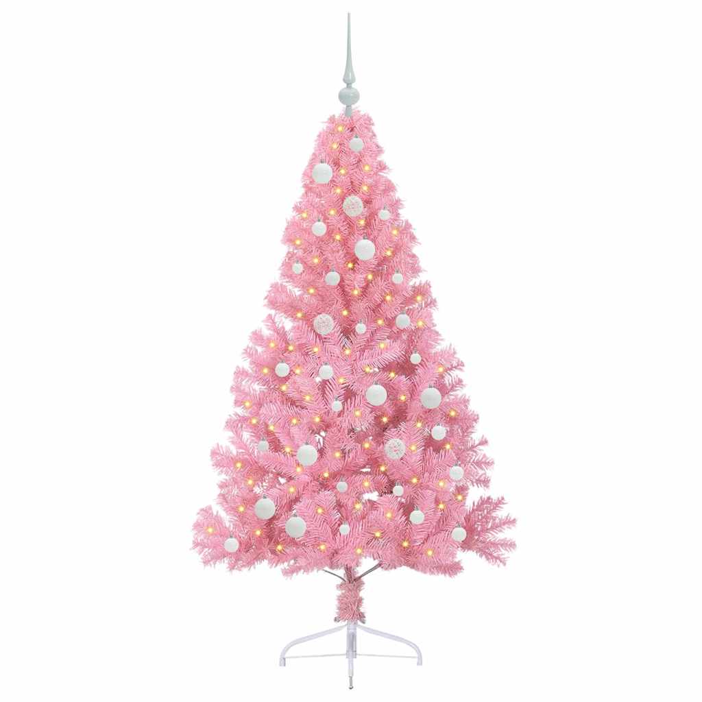Kunstig Forhåndsopplyst Juletre Med 150 Led Rosa 150 Cm Pvc