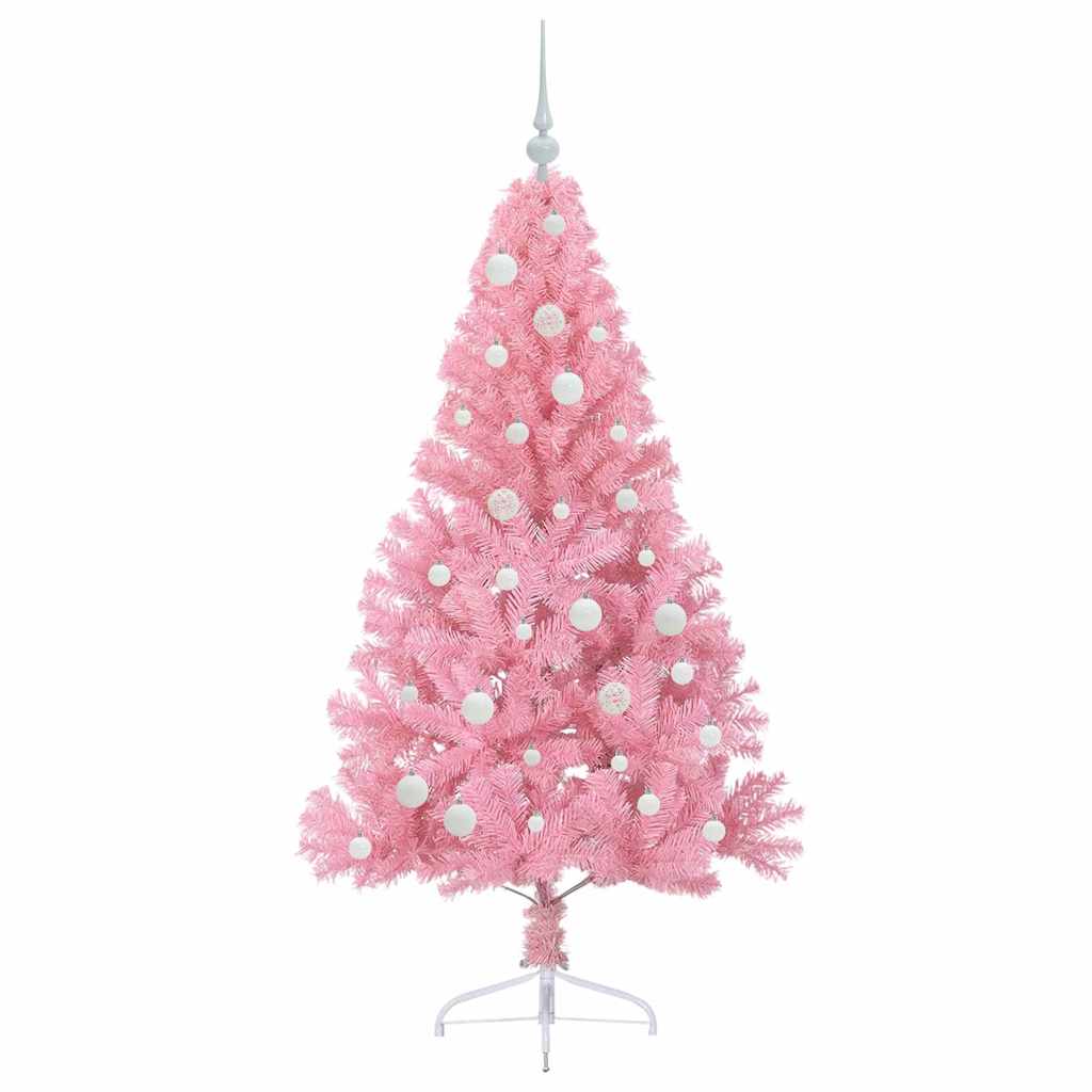 Kunstig Forhåndsopplyst Juletre Med 150 Led Rosa 150 Cm Pvc