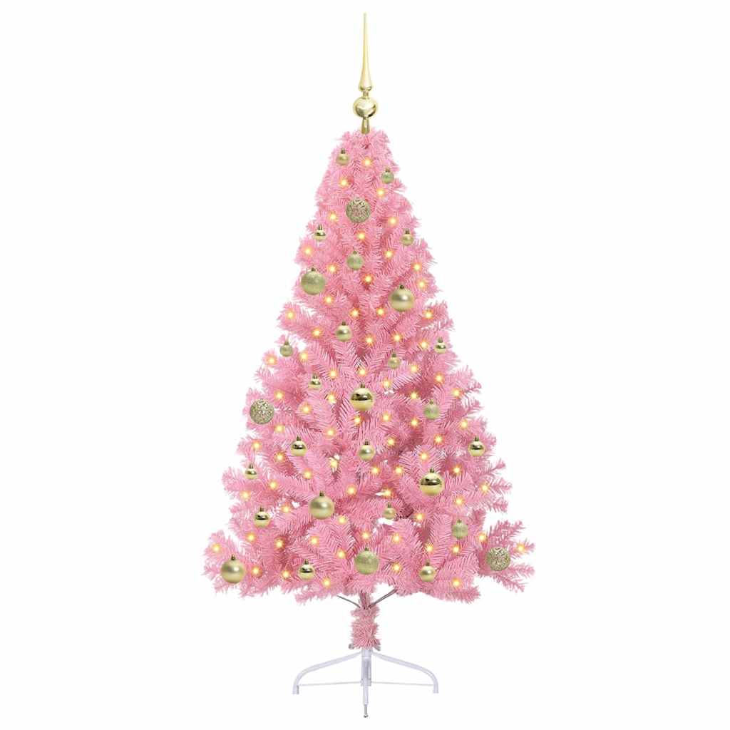 Kunstig Forhåndsopplyst Juletre Med 150 Led Rosa 150 Cm Pvc