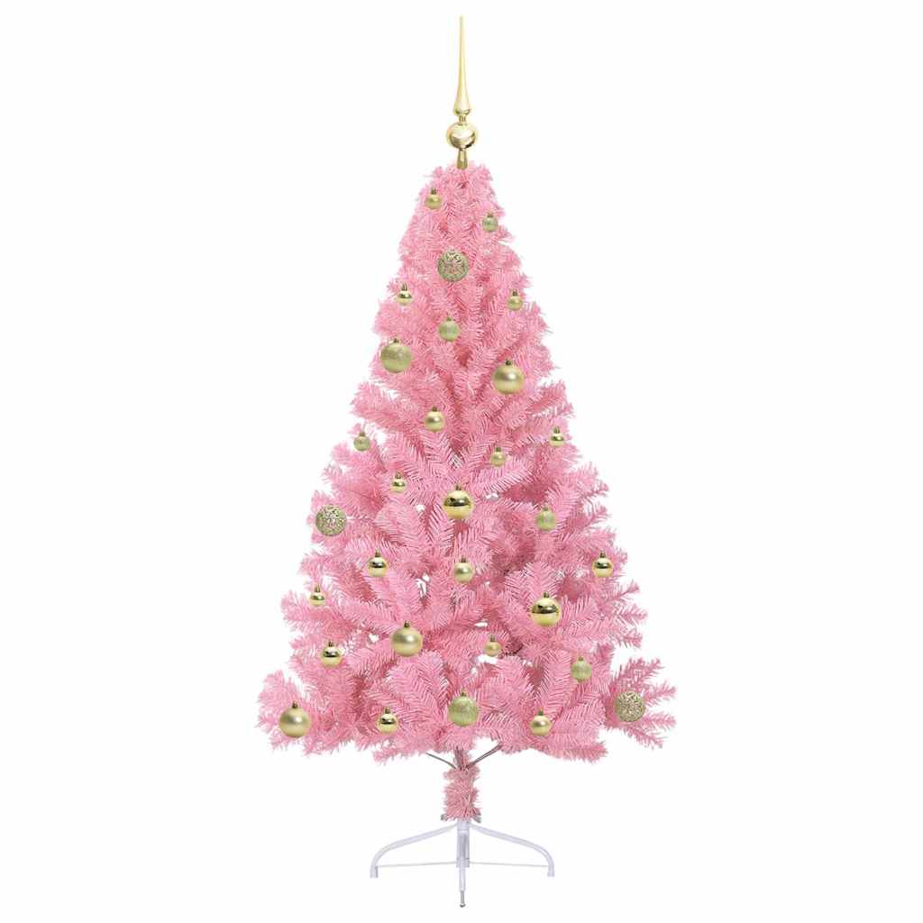 Kunstig Forhåndsopplyst Juletre Med 150 Led Rosa 150 Cm Pvc