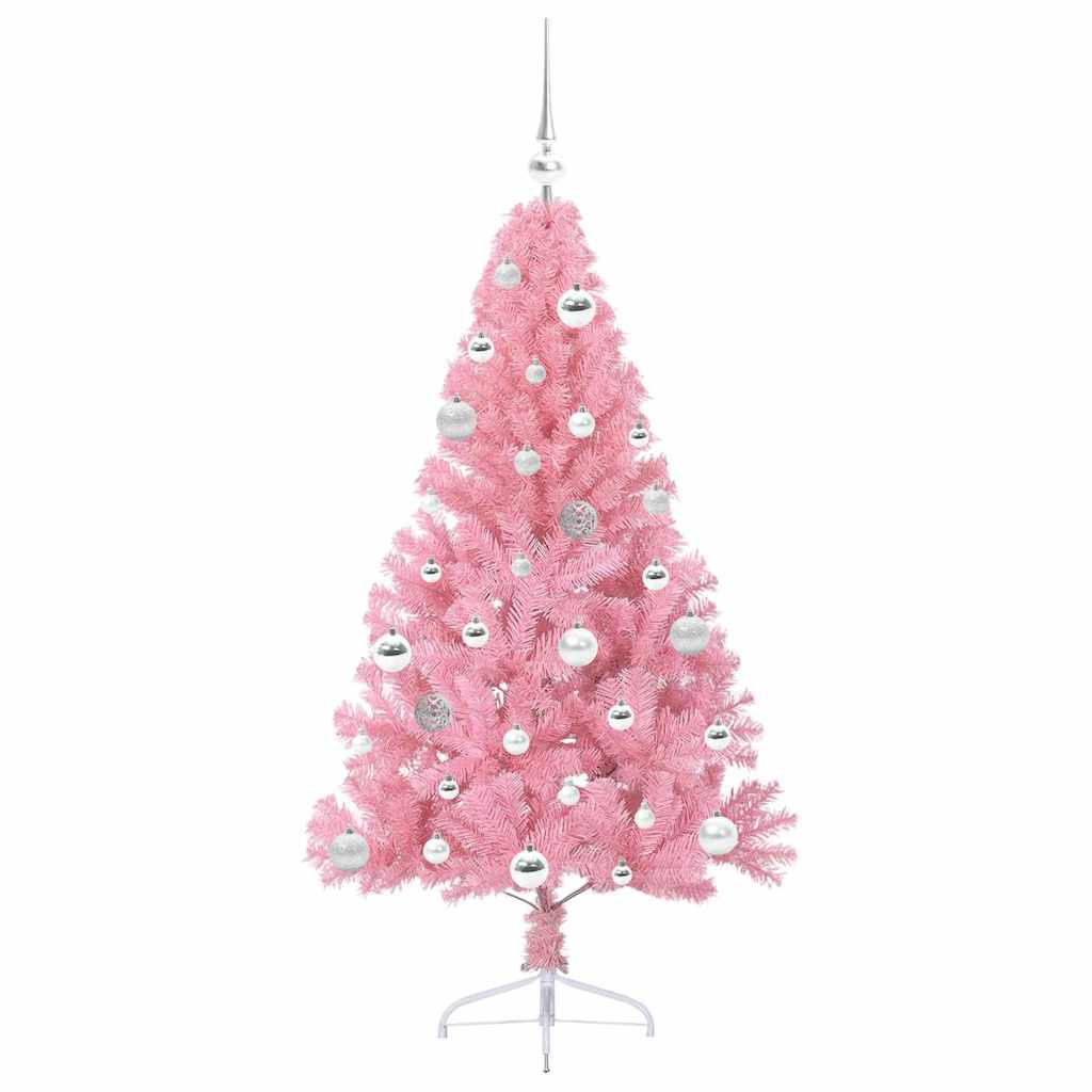 Kunstig Forhåndsopplyst Juletre Med 150 Led Rosa 150 Cm Pvc