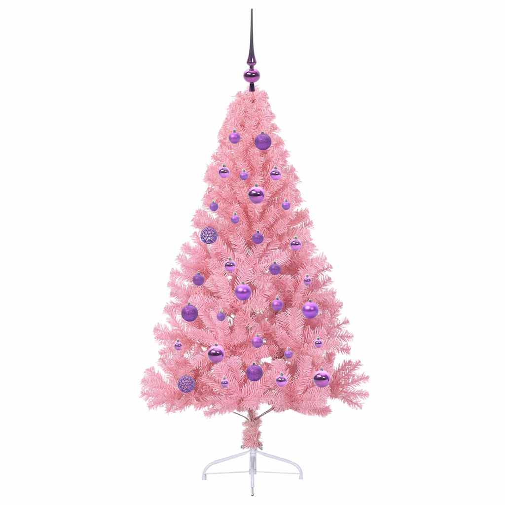 Kunstig Forhåndsopplyst Juletre Med 150 Led Rosa 150 Cm Pvc