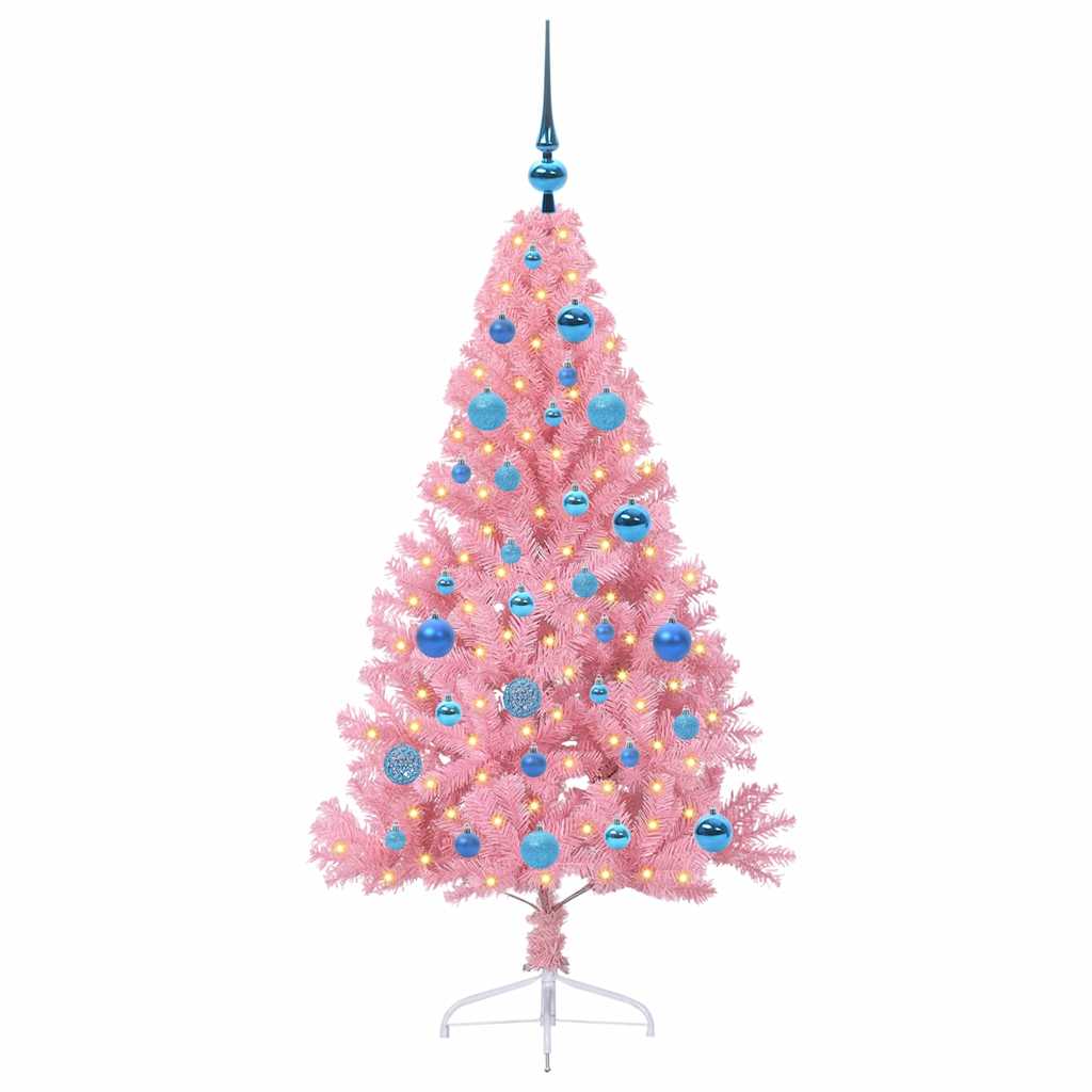Kunstig Forhåndsopplyst Juletre Med 150 Led Rosa 150 Cm Pvc