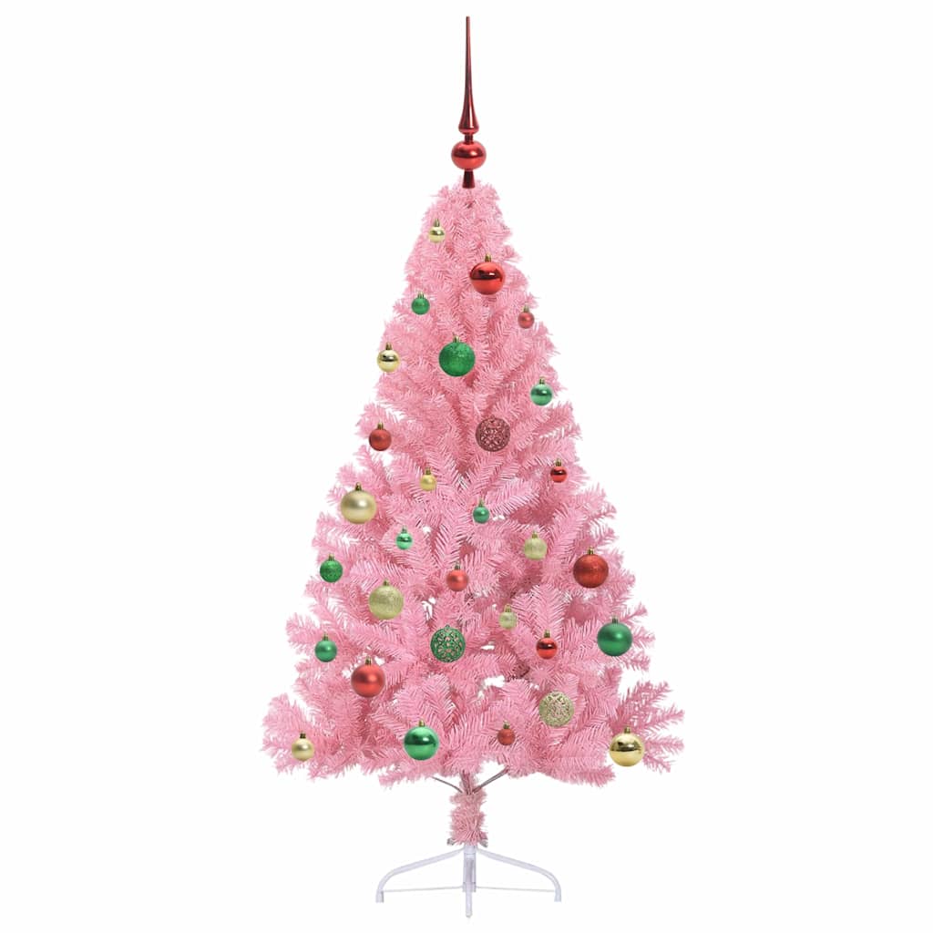 Kunstig Forhåndsopplyst Juletre Med 150 Led Rosa 150 Cm Pvc