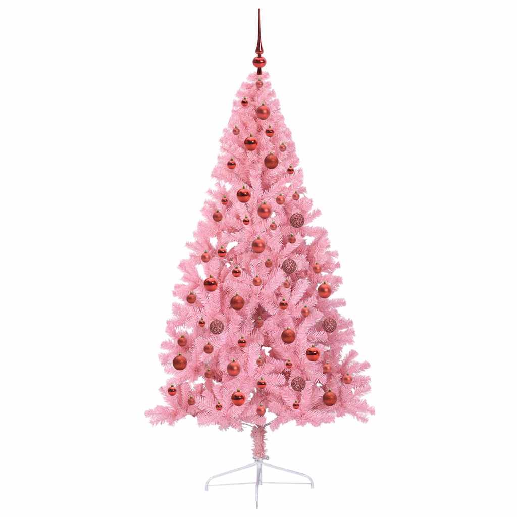 Kunstig Forhåndsopplyst Juletre Med 300 Led Rosa 180 Cm Pvc