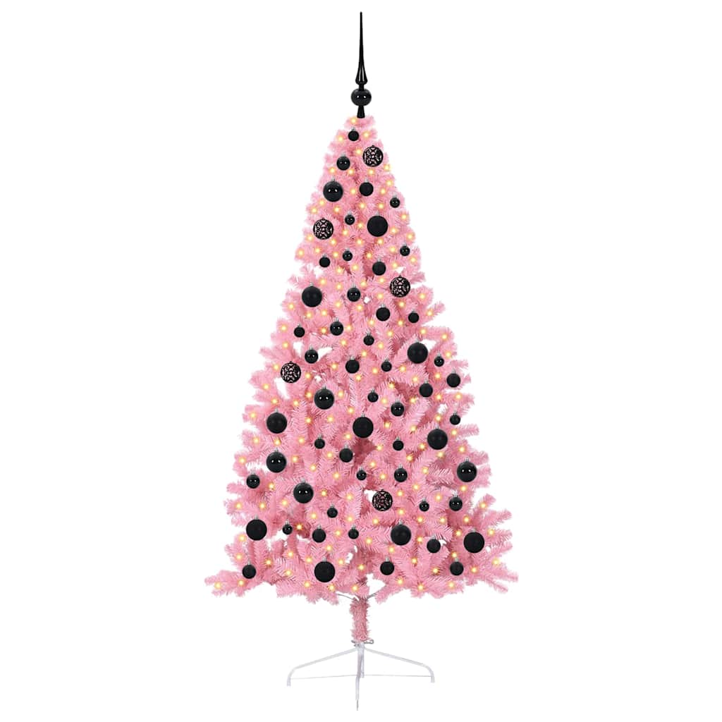 Kunstig Forhåndsopplyst Juletre Med 300 Led Rosa 180 Cm Pvc