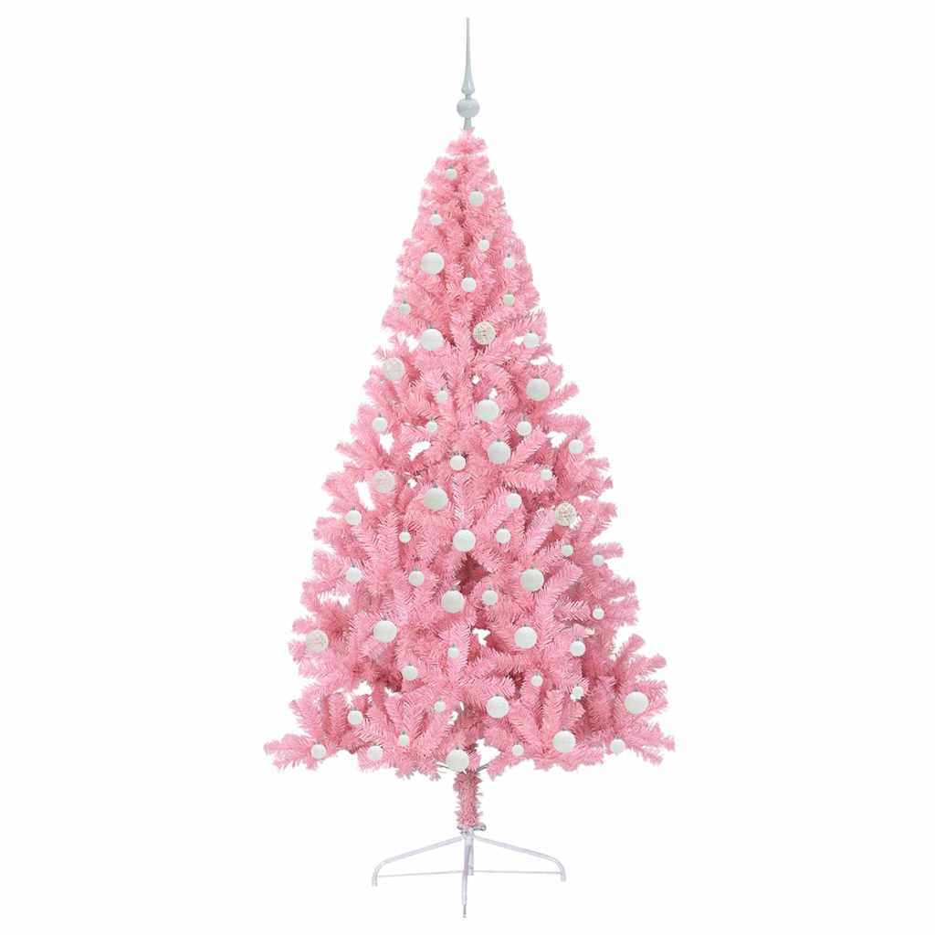 Kunstig Forhåndsopplyst Juletre Med 300 Led Rosa 180 Cm Pvc