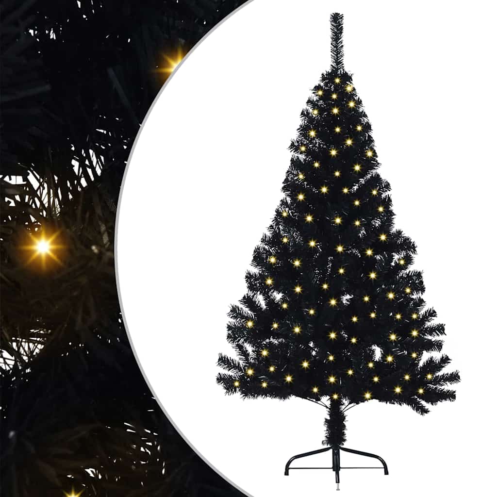 Kunstig Forhåndsopplyst Juletre Med 150 Led Svart 120 Cm Pvc