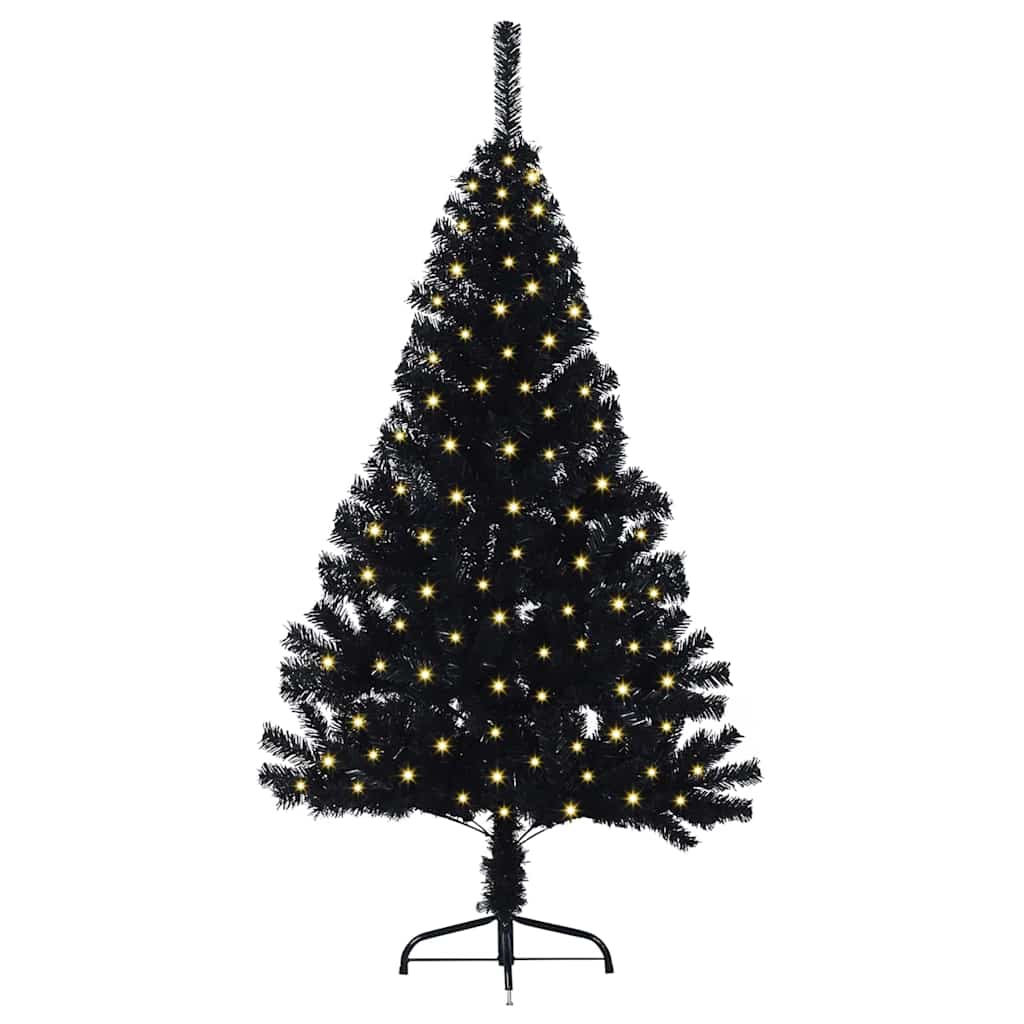 Kunstig Forhåndsopplyst Juletre Med 150 Led Svart 120 Cm Pvc