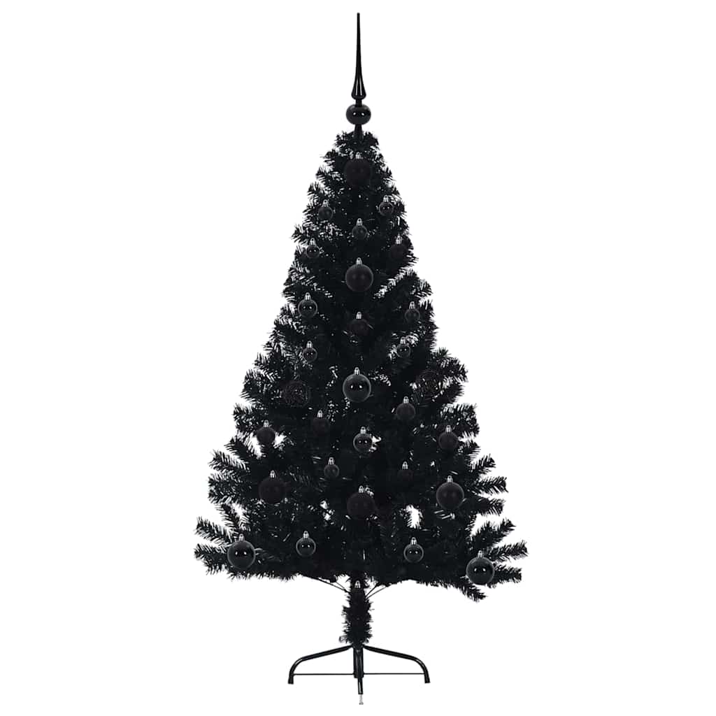 Kunstig Forhåndsopplyst Juletre Med 150 Led Svart 120 Cm Pvc