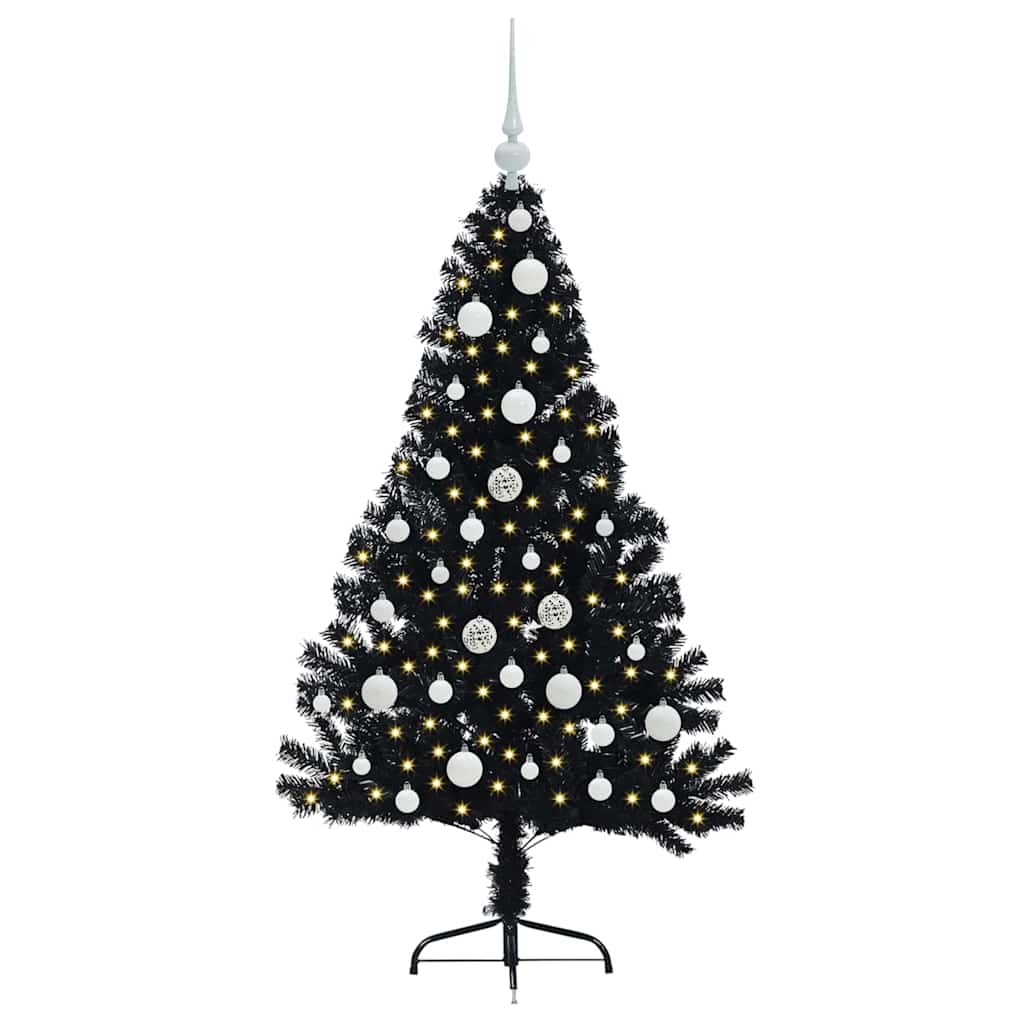 Kunstig Forhåndsopplyst Juletre Med 150 Led Svart 120 Cm Pvc