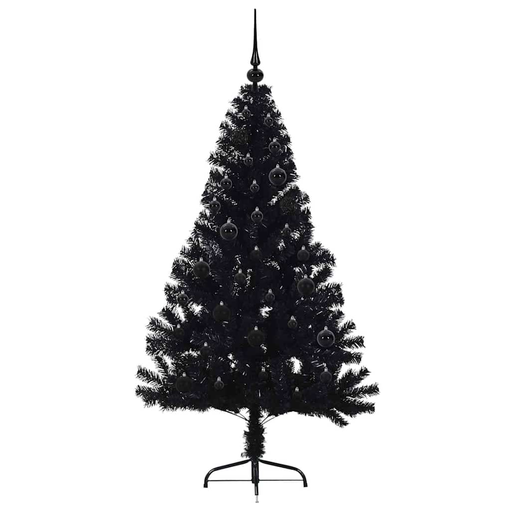Kunstig Forhåndsopplyst Juletre Med 150 Led Svart 150 Cm Pvc