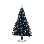 Kunstig Forhåndsopplyst Juletre Med 150 Led Svart 150 Cm Pvc