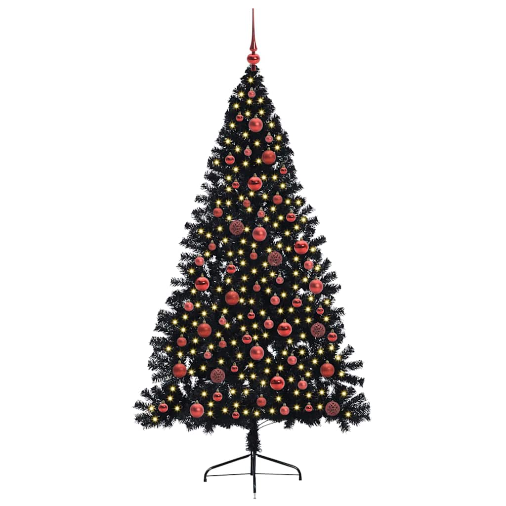 Kunstig Forhåndsopplyst Juletre Med 300 Led Svart 180 Cm Pvc
