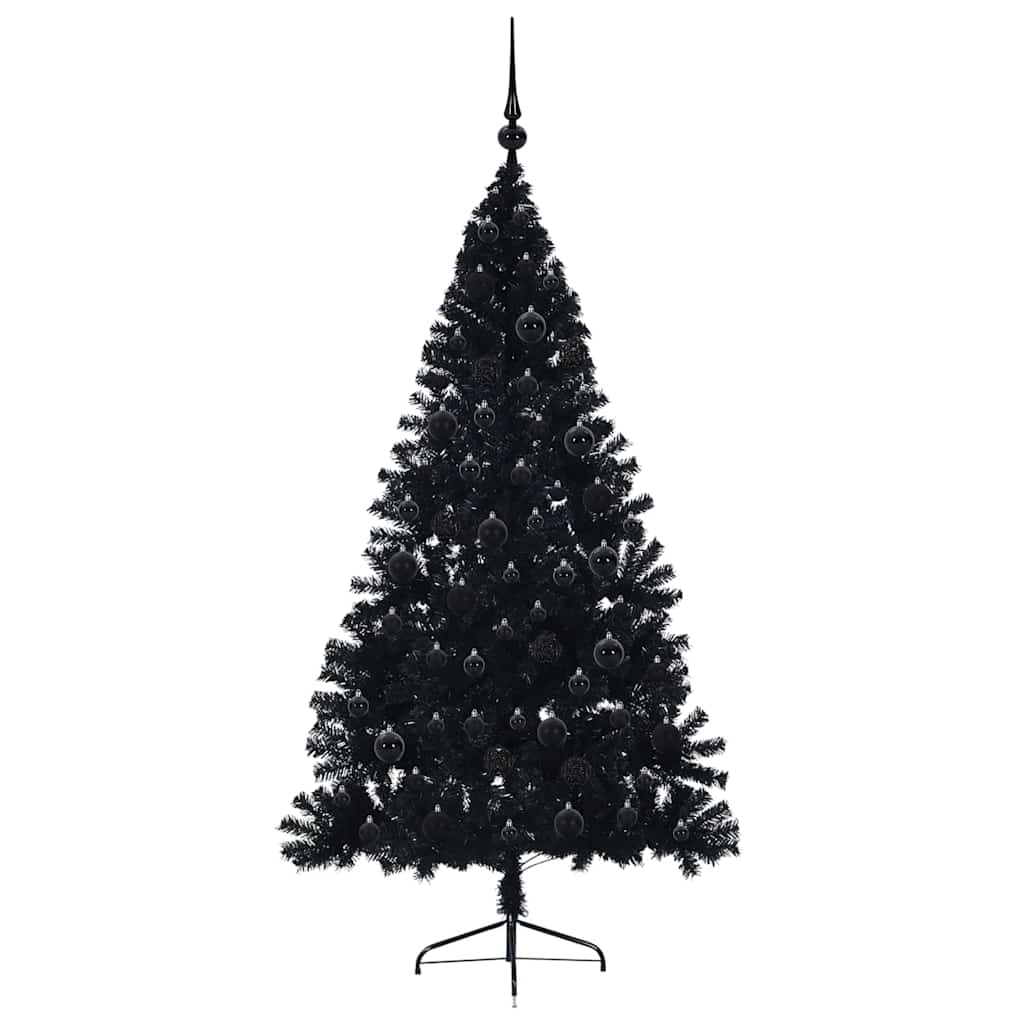 Kunstig Forhåndsopplyst Juletre Med 300 Led Svart 180 Cm Pvc