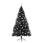 Kunstig Forhåndsopplyst Juletre Med 300 Led Svart 180 Cm Pvc