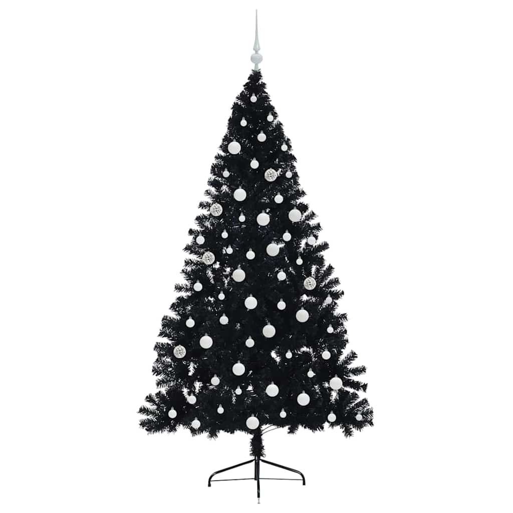Kunstig Forhåndsopplyst Juletre Med 300 Led Svart 180 Cm Pvc