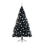 Kunstig Forhåndsopplyst Juletre Med 300 Led Svart 180 Cm Pvc
