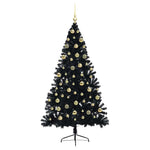 Kunstig Forhåndsopplyst Juletre Med 300 Led Svart 180 Cm Pvc