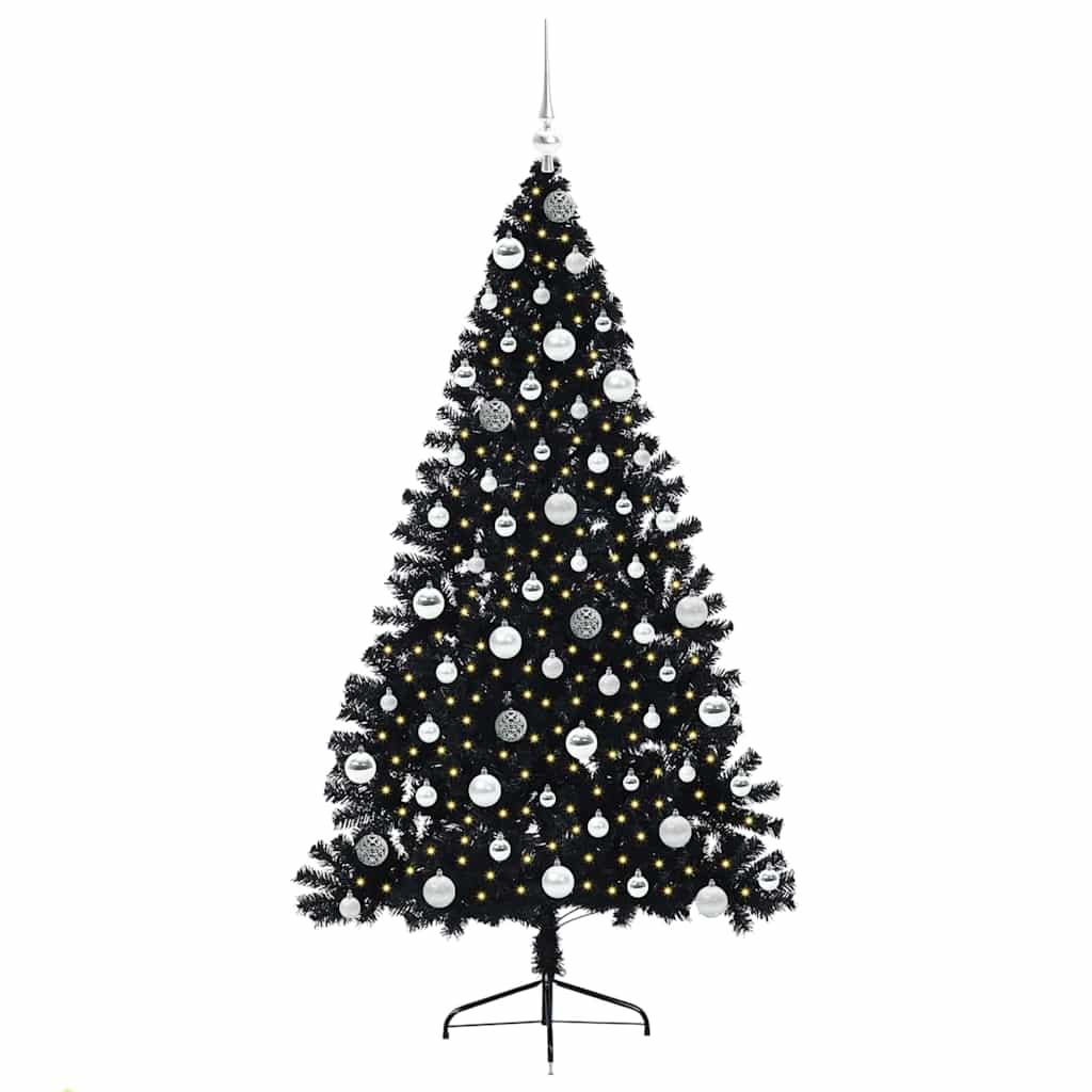Kunstig Forhåndsopplyst Juletre Med 300 Led Svart 180 Cm Pvc