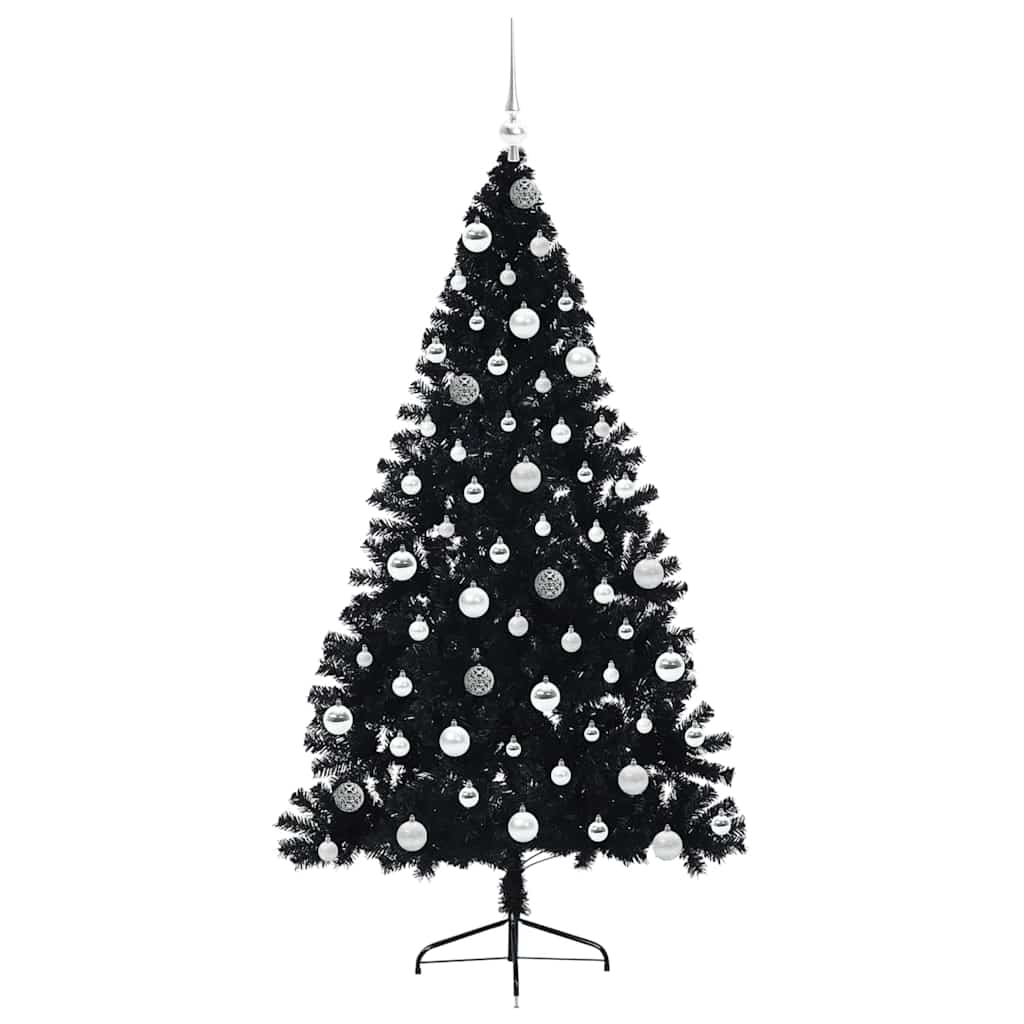 Kunstig Forhåndsopplyst Juletre Med 300 Led Svart 180 Cm Pvc