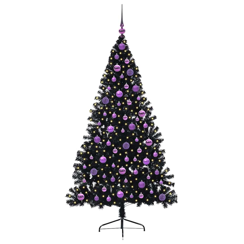 Kunstig Forhåndsopplyst Juletre Med 300 Led Svart 180 Cm Pvc